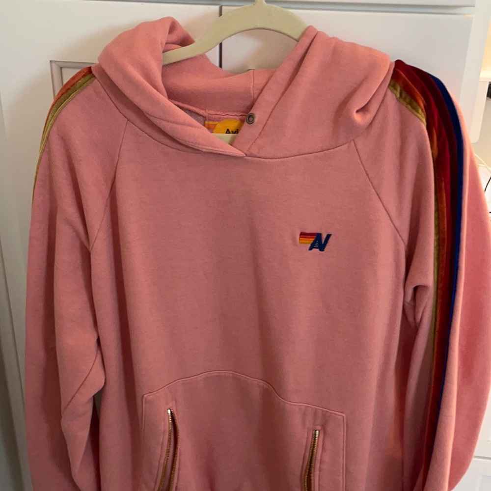Aviator Nation Velvet Stripes Pullover Hoodie